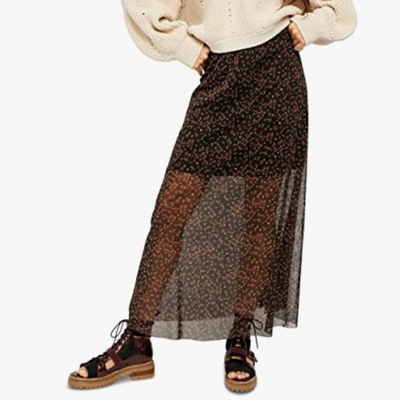 Free People Dresses & Skirts - Free People Black Floral Maxi Shirt